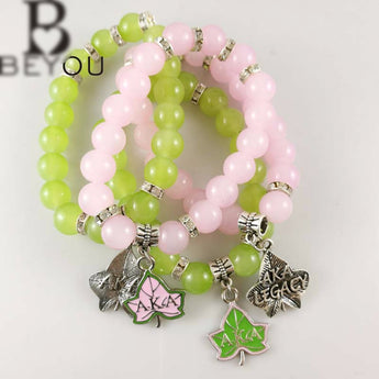 AKA  Pink and Green Legacy Bracelet - I Am Greek Life