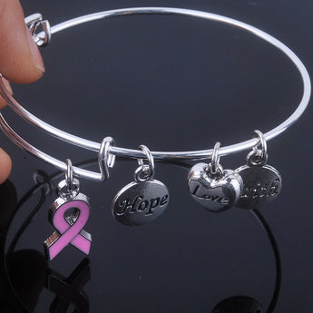 Care For Breast Cancer pink ribbon bracelet - I Am Greek Life